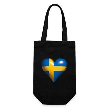 Sweden Shiny Heart Blue Yellow Cross - Gift Bag for Bottles - black - Front