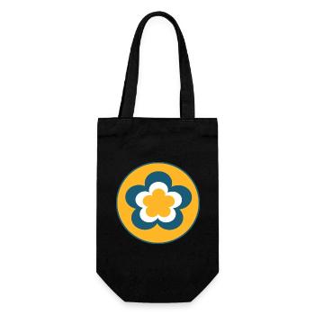 70s Flower Pattern - Gift Bag for Bottles - black - Front