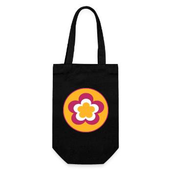 70er Jahre Blume Muster Retro Hippie Flowers Power - Geschenkbeutel für Flaschen - Schwarz - Vorne