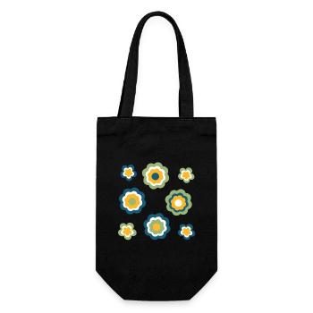 70er Jahre Blume Muster grün - Geschenkbeutel für Flaschen - Schwarz - Vorne
