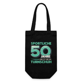 Sportliche 50 Jahre - 50 Geburtstag Geschenk - Geschenkbeutel für Flaschen - Schwarz - Vorne