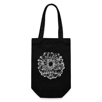 Blume weiß weiße Blume - Geschenkbeutel für Flaschen - Schwarz - Vorne
