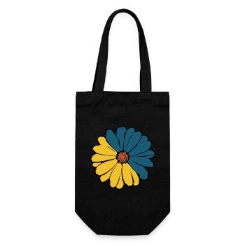 Blume dunkelblau blaue Blume Blumen blau-gelb - Geschenkbeutel für Flaschen - Schwarz - Vorne