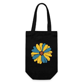 Blume dunkelblau blaue Blume Blumen blau-gelb - Geschenkbeutel für Flaschen - Schwarz - Vorne