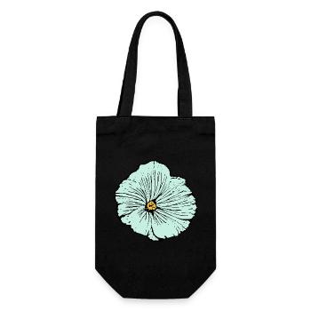 Flower, Light Blue, Blue Flower, Mauve - Gift Bag for Bottles - black - Front