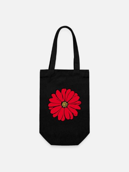 Blume rot rote Blume - Geschenkbeutel für Flaschen - Schwarz