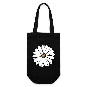 Blume weiß weiße Blumen Sommer Hippie Geschenkidee - Geschenkbeutel für Flaschen - Schwarz - Vorne