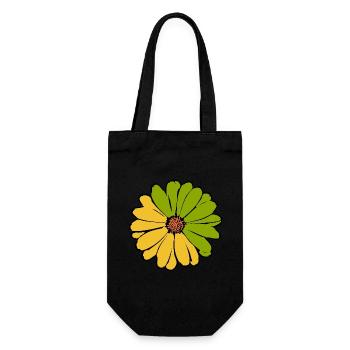 Flower yellow green yellow green flower - Gift Bag for Bottles - black - Front