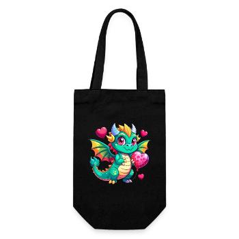 Farbenfroher Drache - Geschenkbeutel für Flaschen - Schwarz - Vorne
