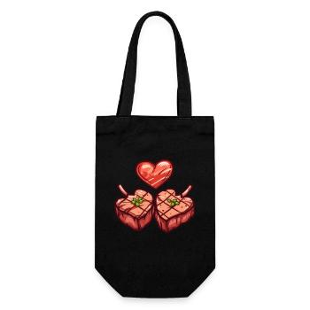 Steak Meat Giillen Couple Love Heart - Gift Bag for Bottles - black - Front