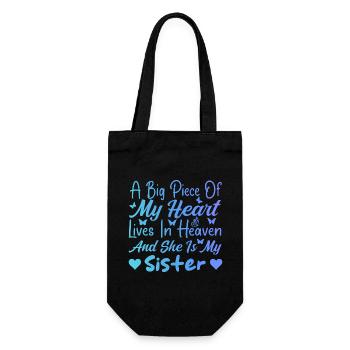 Big Piece My Heart My Sister In Heaven - Gift Bag for Bottles - black - Front