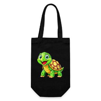Mega süße Schildkröte - Geschenkbeutel für Flaschen - Schwarz - Vorne