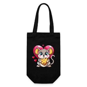 Cheese Loving Mouse - Gift Bag for Bottles - black - Front