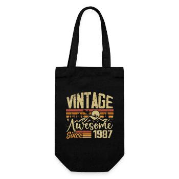 Vintage 1987 Retro 1987 Birthday Gift - Gift Bag for Bottles - black - Front