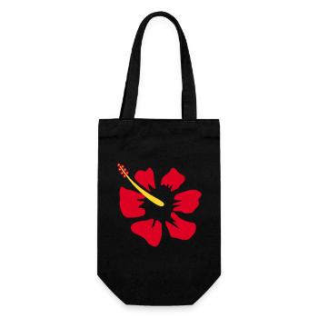 Blume rot rote Blumen rot rote Blumen Hibiskus - Geschenkbeutel für Flaschen - Schwarz - Vorne