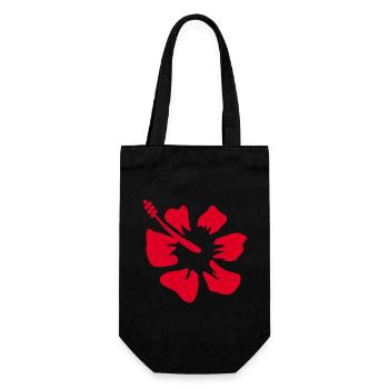 Blume rot rote Blumen rot rote Blumen Hibiskus - Geschenkbeutel für Flaschen - Schwarz - Vorne