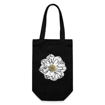 Blume weiß weiße Blumen Geschenk Muttertag Mutter - Geschenkbeutel für Flaschen - Schwarz - Vorne