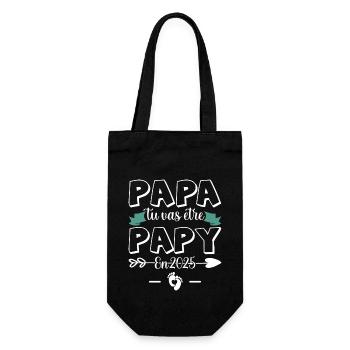 Zukünftiger Großvater, Papa, du wirst Opa 2025 - Geschenkbeutel für Flaschen - Schwarz - Vorne