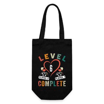 Level 6 Schließe 6. Jahrestag ab 6 Jahre Hochzeit - Geschenkbeutel für Flaschen - Schwarz - Vorne