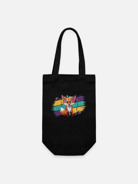 Fuchs - Illustration - Geschenkbeutel für Flaschen - Schwarz