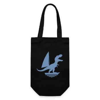 Dinosaur T-Rex Sailboat Silhouette minimalisti - Gift Bag for Bottles - black - Front