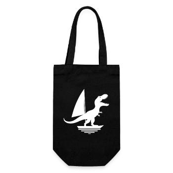 Dinosaur T-Rex Sailboat Silhouette - Gift Bag for Bottles - black - Front