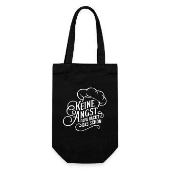 Papa backt das schon. Unser Papa ist Bäcker - Geschenkbeutel für Flaschen - Schwarz - Vorne