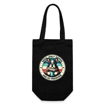 J’ai juste besoin de café et de mon Frenchie - Sac à bouteille - noir - Devant