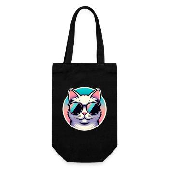 Cat with sunglasses in pastel - Gift Bag for Bottles - black - Front