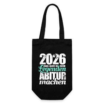 2026 Das Jahr in dem Legenden Abitur machen - Geschenkbeutel für Flaschen - Schwarz - Vorne