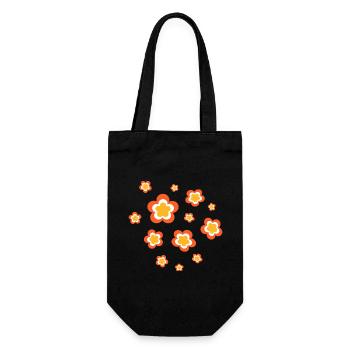 70er Jahre Blume Muster Retro Hippie Flowers Power - Geschenkbeutel für Flaschen - Schwarz - Vorne