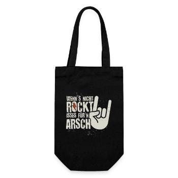 Wenns nicht rockt - für'n Arsch Heavy Metal Rock - Geschenkbeutel für Flaschen - Schwarz - Vorne