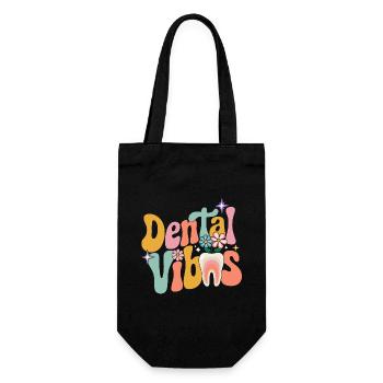 Groovy Retro Dental Frau Zahnärztin Zahnärztin - Geschenkbeutel für Flaschen - Schwarz - Vorne