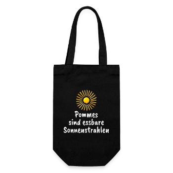 Pommes Essbare Sonnenstrahlen Lustiger Spruch - Geschenkbeutel für Flaschen - Schwarz - Vorne