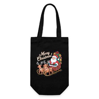 Santa Claus Reindeer Sleigh Merry Christmas - Gift Bag for Bottles - black - Front