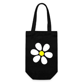 Blume weiß weiße Blume Blumen Gänseblümchen - Geschenkbeutel für Flaschen - Schwarz - Vorne