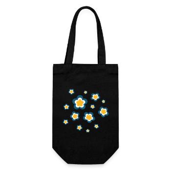 70er Jahre Blume Muster Retro Hippie Flowers Power - Geschenkbeutel für Flaschen - Schwarz - Vorne