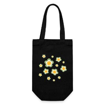 70s Flower Pattern Retro Hippie Flowers Power - Gift Bag for Bottles - black - Front