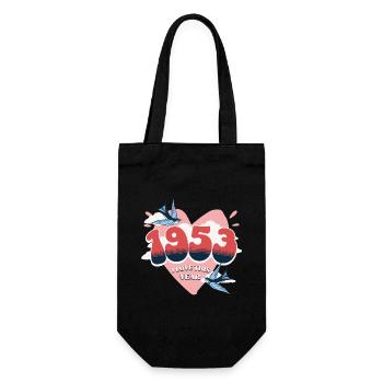 Geburtstag 70 Jahre verehrt Geburtsjahr 1953 - Geschenkbeutel für Flaschen - Schwarz - Vorne