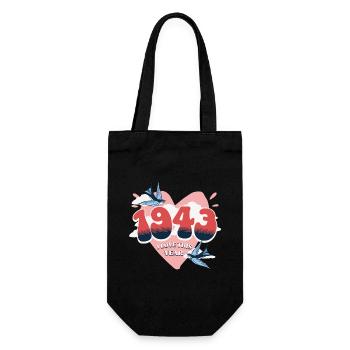 Geburtstag 80 Jahre verehrt Geburtsjahr 1943 - Geschenkbeutel für Flaschen - Schwarz - Vorne