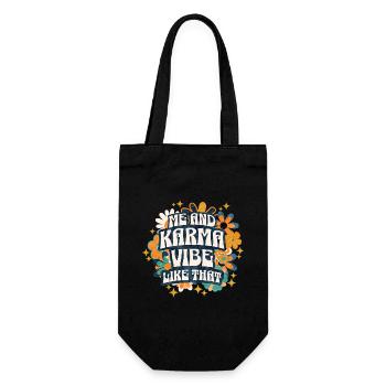 Sarkastische und lustige Satzkarma-Retro-Blume - Geschenkbeutel für Flaschen - Schwarz - Vorne