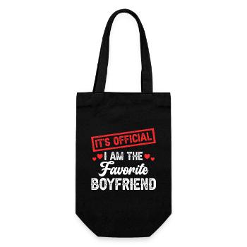 Ich bin der Lieblingsfreund, Bachelorette, Hund und Hochzeit - Geschenkbeutel für Flaschen - Schwarz - Vorne