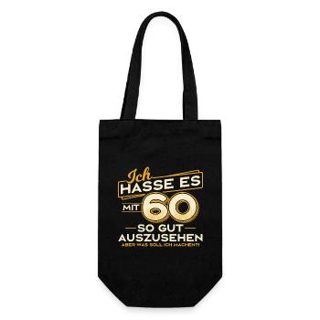 60. Geburtstag Geschenk 60 Jahre Spruch - Geschenkbeutel für Flaschen - Schwarz - Vorne