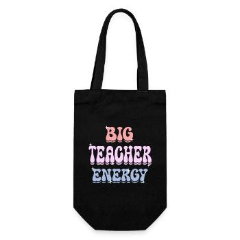 Energische Lehrerin Lehrerin - Geschenkbeutel für Flaschen - Schwarz - Vorne