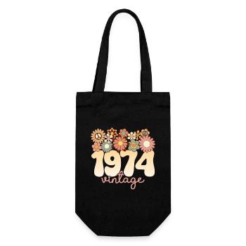 Vintage Woman Year 1974 50 Years Anniversary - Gift Bag for Bottles - black - Front