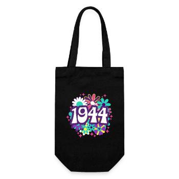 Retro Groovy Jahr 1944 Frau 80 Jahre Jubiläum - Geschenkbeutel für Flaschen - Schwarz - Vorne