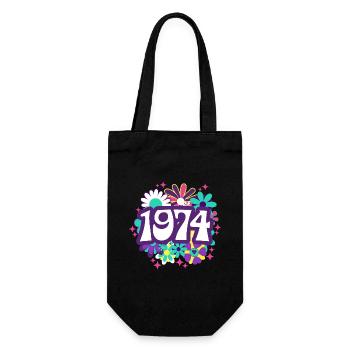 Retro Groovy Jahr 1974 Frau 50 Jahre Jubiläum - Geschenkbeutel für Flaschen - Schwarz - Vorne