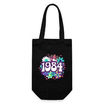 Retro Groovy Jahr 1984 Frau 40 Jahre Jubiläum - Geschenkbeutel für Flaschen - Schwarz - Vorne