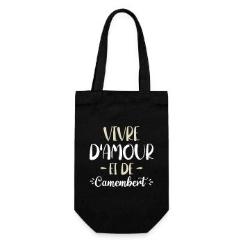 Vivre D'Amour Et De Camembert Humour Fromage - Sac à bouteille - noir - Devant