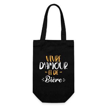 Vivre D'Amour Et De Bière Cadeau Humour Bière - Sac à bouteille - noir - Devant
